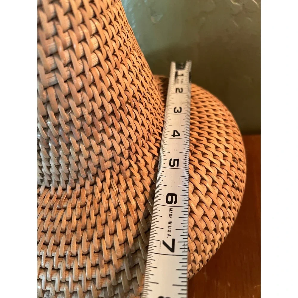 Vintage Woven Rattan Wicker Vase Natural Boho Decorative Flared Rim Vessel